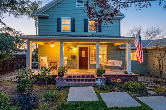 view of front property with covered porch