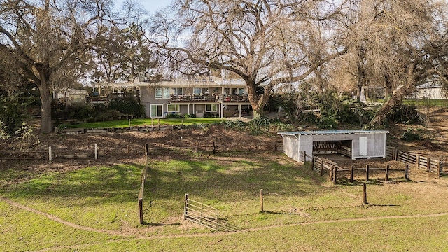 3670 S Newmark Ave, Sanger, CA 93654 - view of yard with an outdoor structure, a wooden deck, and an outbuilding