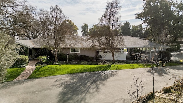 ranch-style house featuring a front yard