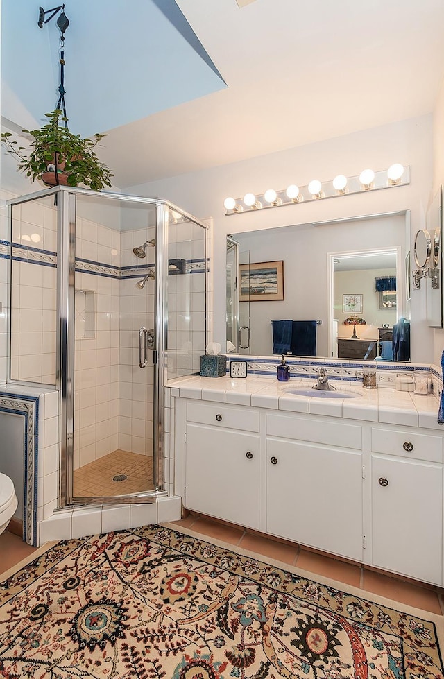 3670 S Newmark Ave, Sanger, CA 93654 - full bath with vanity, a stall shower, and toilet