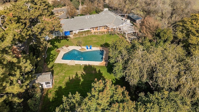 3670 S Newmark Ave, Sanger, CA 93654 - aerial view of property's location featuring a pool area