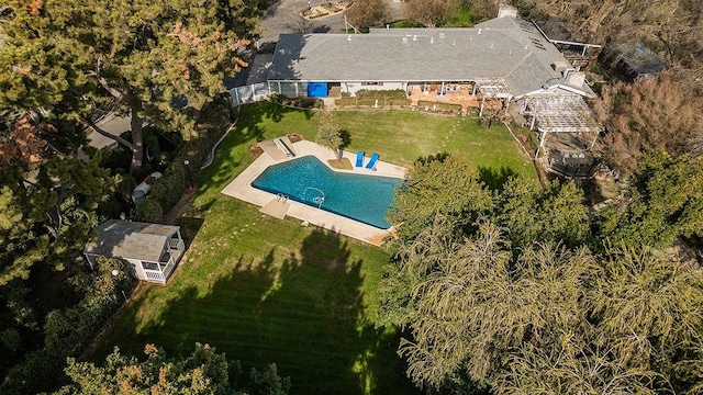 3670 S Newmark Ave, Sanger, CA 93654 - aerial view of property and surrounding area with a pool