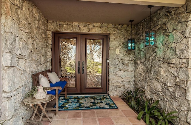 3670 S Newmark Ave, Sanger, CA 93654 - view of exterior entry with french doors and stone siding