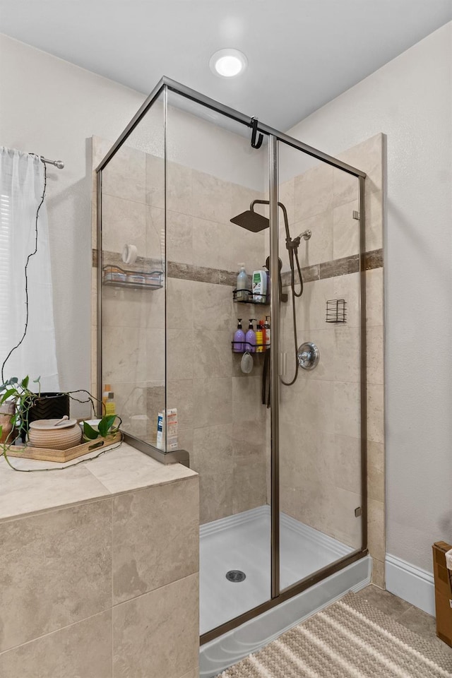 bathroom featuring walk in shower