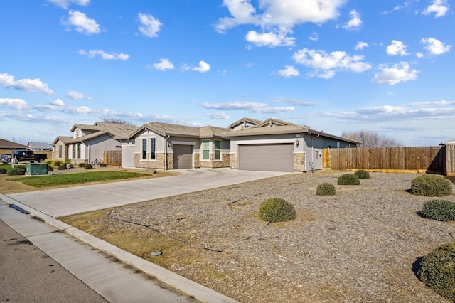 single story home with a garage