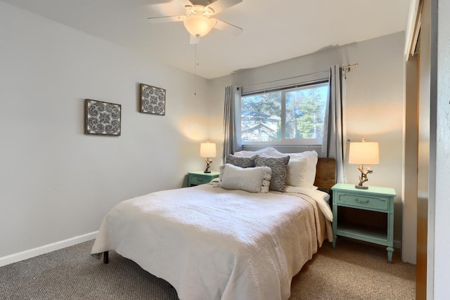 bedroom featuring carpet floors and ceiling fan