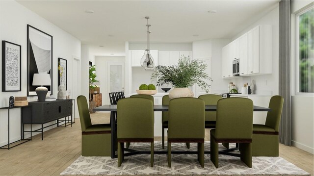 dining room with light hardwood / wood-style flooring