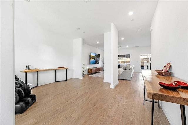 living room with light wood-type flooring