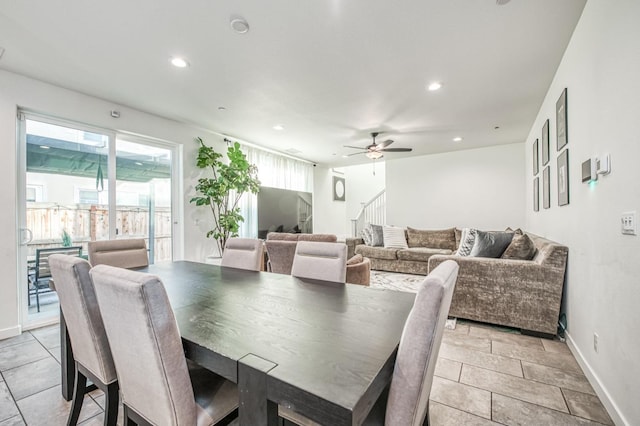 dining room with ceiling fan