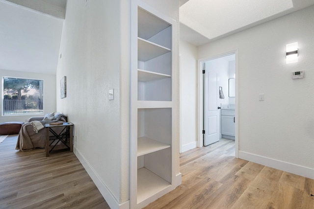 hallway featuring wood-type flooring