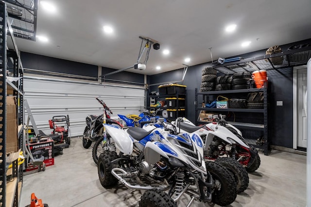 garage with a garage door opener