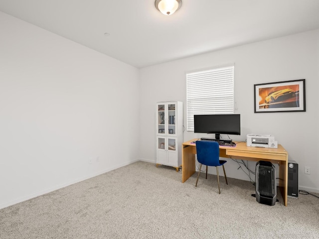 view of carpeted home office