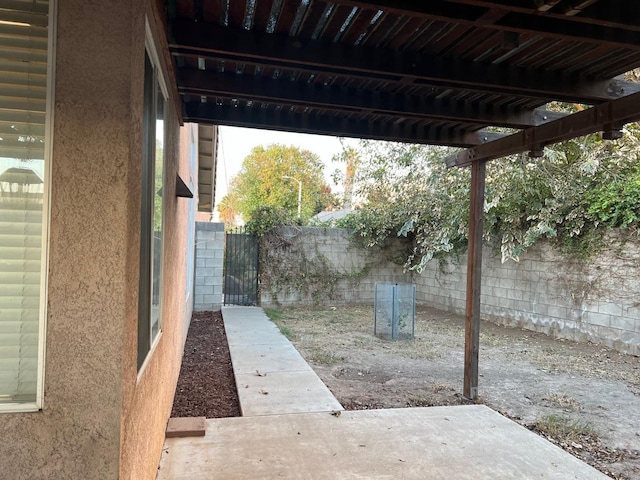 view of patio featuring a pergola