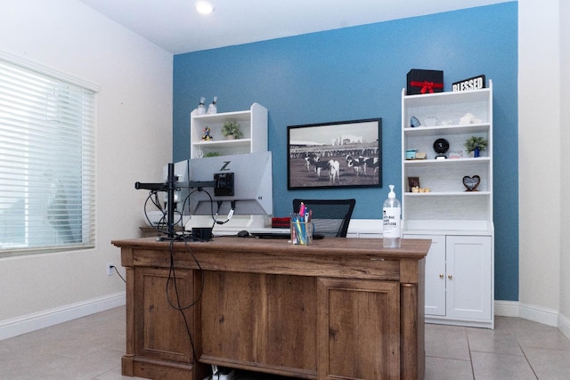 home office featuring light tile patterned floors