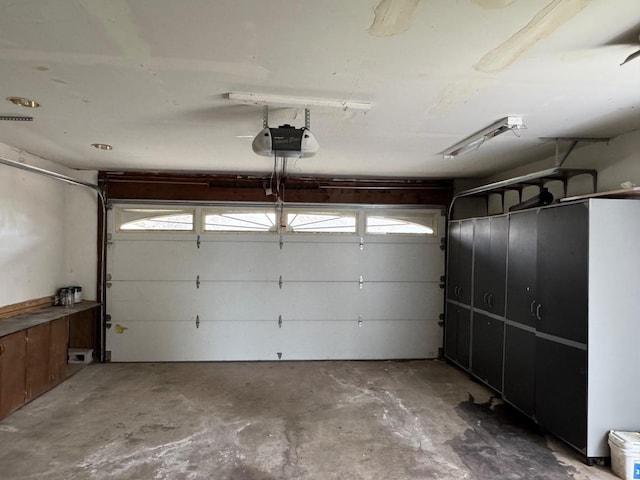 garage with a garage door opener