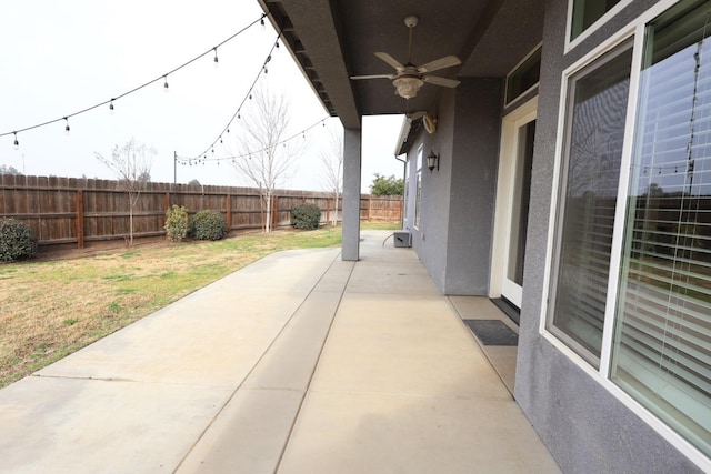 view of patio with ceiling fan