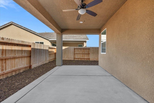 view of patio / terrace featuring ceiling fan