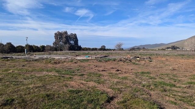 view of yard featuring a rural view and a mountain view