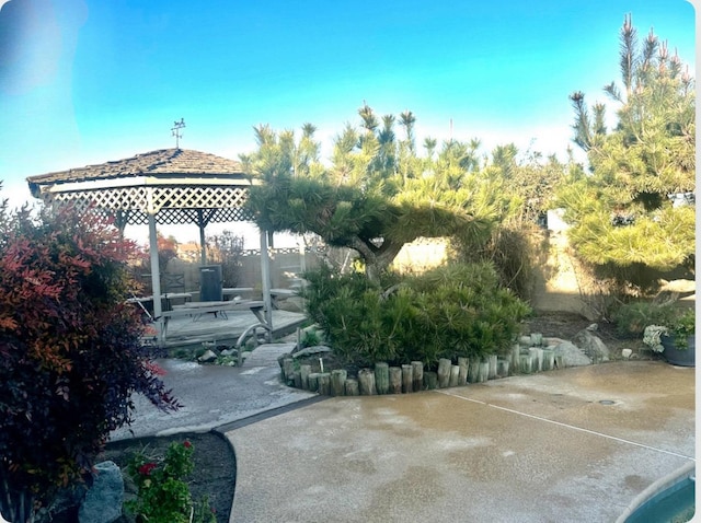 view of patio featuring a gazebo