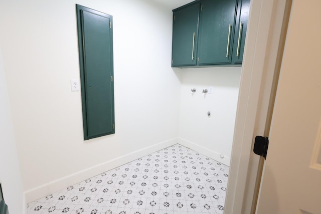 laundry area featuring cabinets and hookup for a washing machine