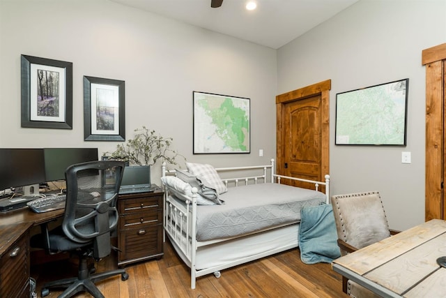 bedroom with light hardwood / wood-style floors