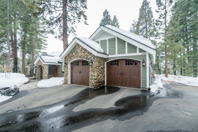 exterior space with a garage