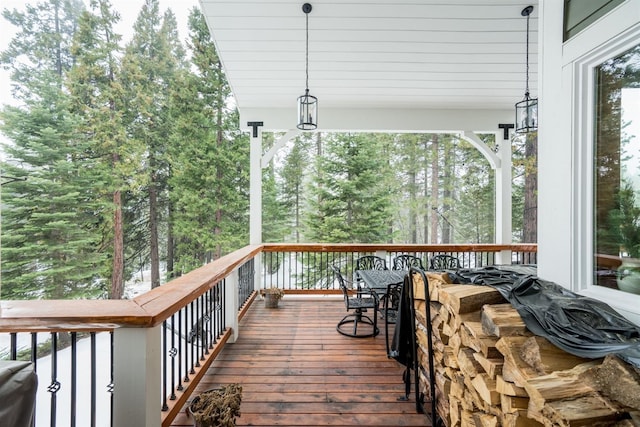 wooden deck with grilling area