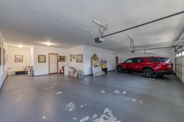 garage with a garage door opener