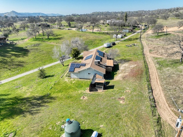 birds eye view of property featuring a rural view and a mountain view