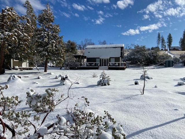 view of yard covered in snow