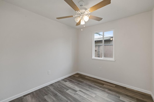 unfurnished room featuring hardwood / wood-style flooring and ceiling fan