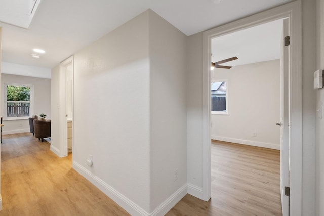 hallway featuring light wood-type flooring