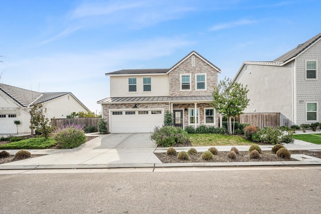 view of front of house with a garage