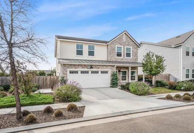 view of front of house with a garage