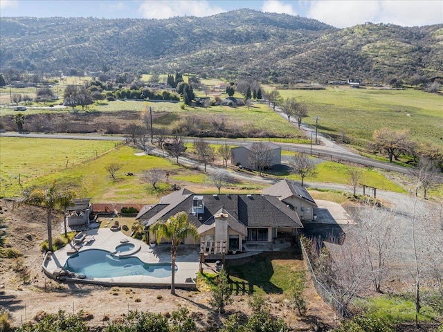 aerial view with a rural view and a mountain view