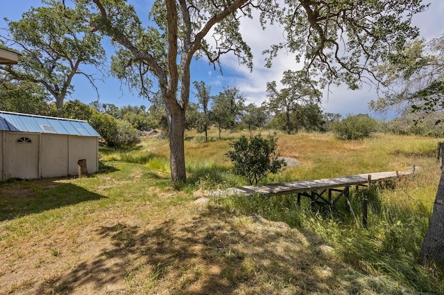 view of yard with an outbuilding