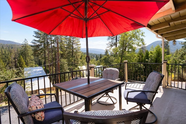 deck with a mountain view