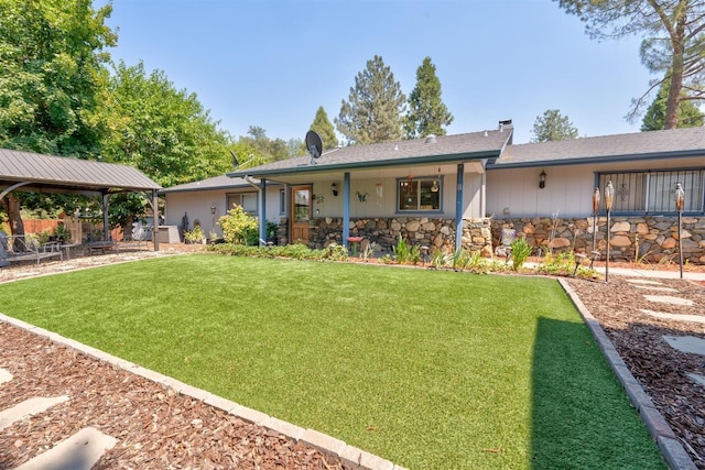 view of front of home with a front yard