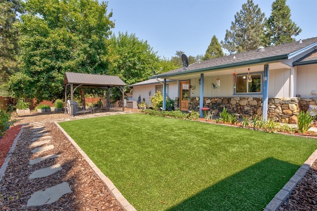 view of yard with a gazebo