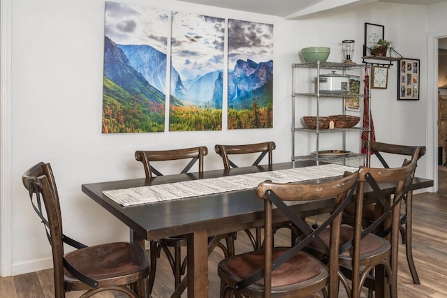 dining room with hardwood / wood-style flooring