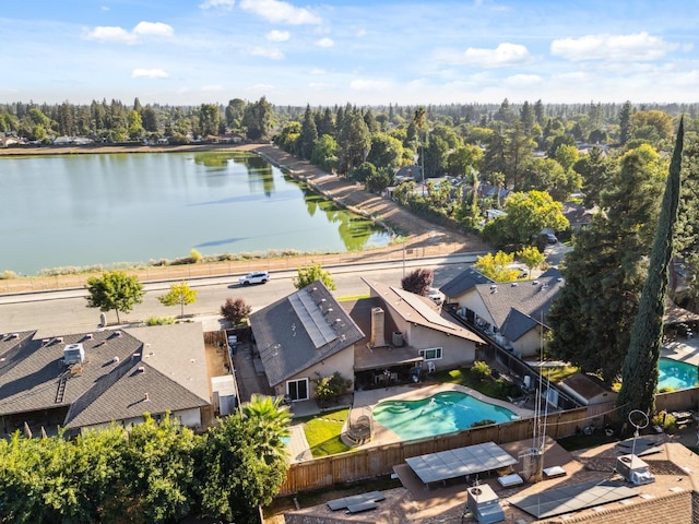 bird's eye view featuring a water view