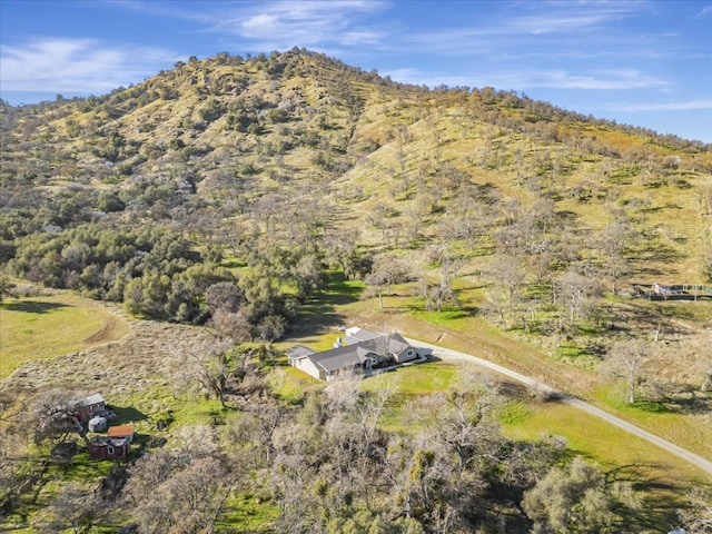 birds eye view of property featuring a mountain view