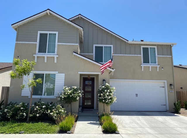 view of front of property featuring a garage