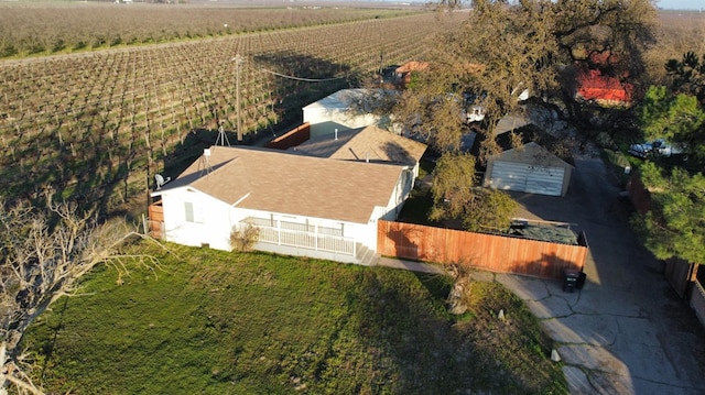 aerial view featuring a rural view