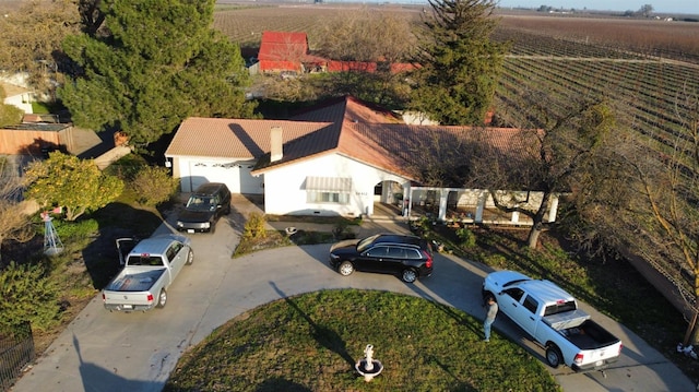 bird's eye view with a rural view