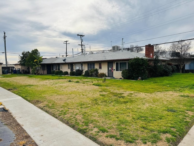 single story home with cooling unit