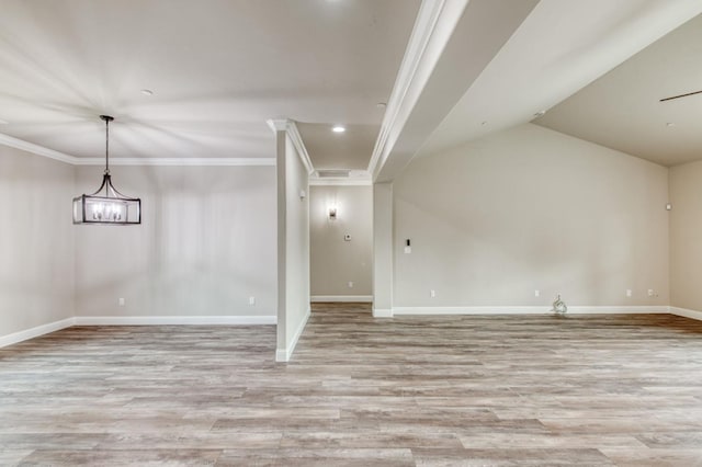 35710 Bonadelle Ave, Madera, CA 93636 - below grade area with recessed lighting, light wood finished floors, baseboards, and ornamental molding