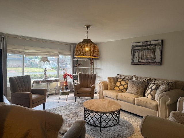 living area with wood finished floors