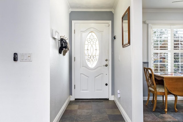 entryway with crown molding