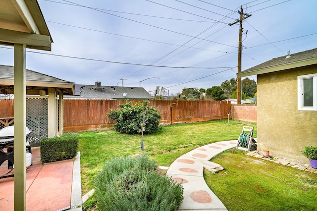 view of yard with a patio area